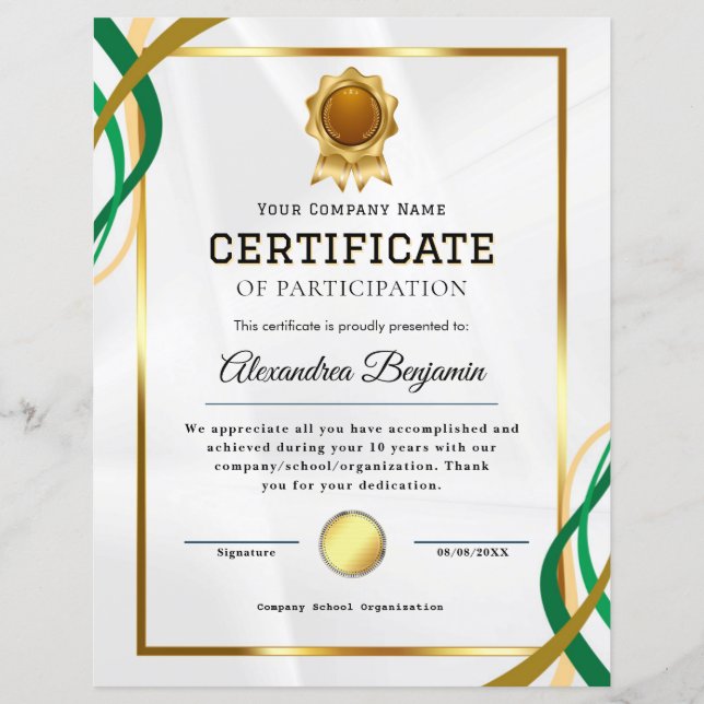 Anerkennungsbescheinigung (Vorderseite)