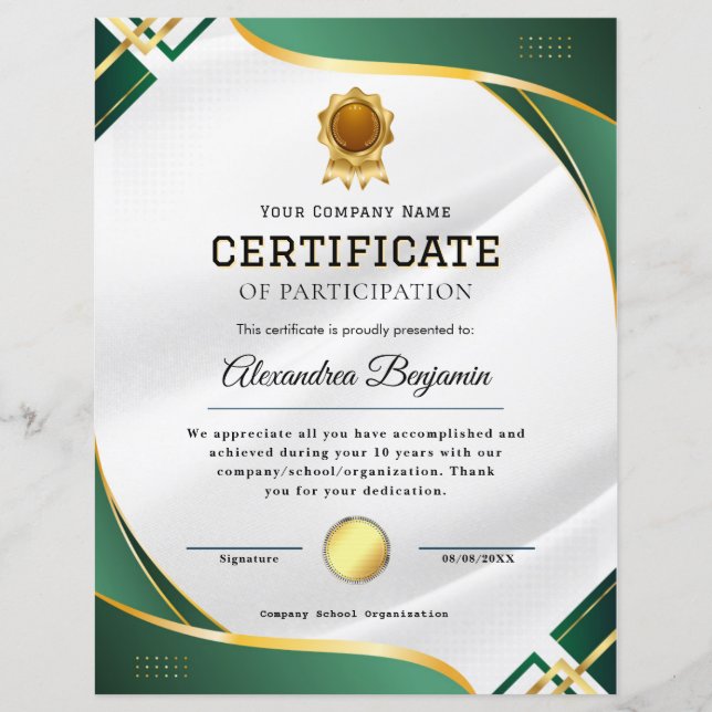 Anerkennungsbescheinigung (Vorderseite)