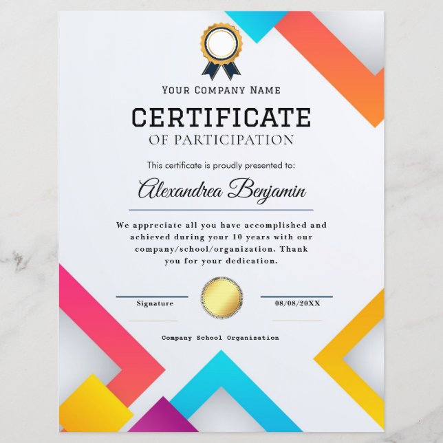 Anerkennungsbescheinigung (Vorderseite)