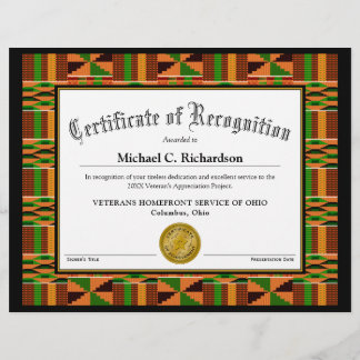 Anerkennungszeugnis afrikanischer Kente Tuch K47