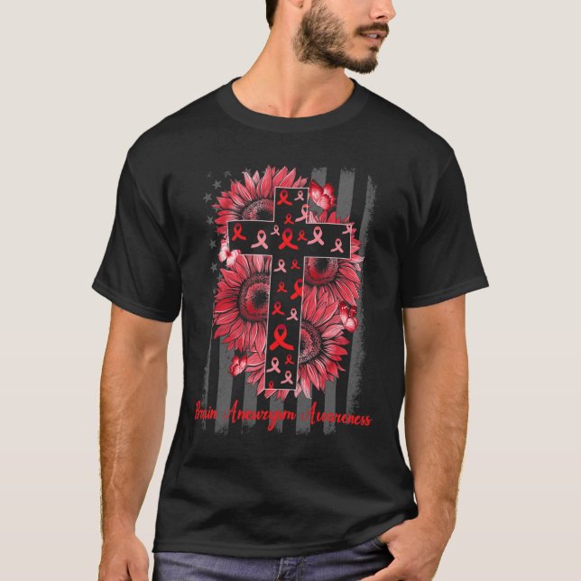 Aneurysm Awareness Sonnenblumen Krieger-Unterstütz T-Shirt (Vorderseite)