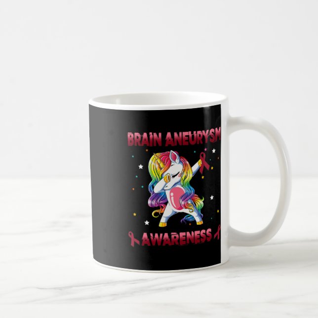 Aneurysm Awareness Unicorn Dabbing Burgundy Ribbon Kaffeetasse (Rechts)