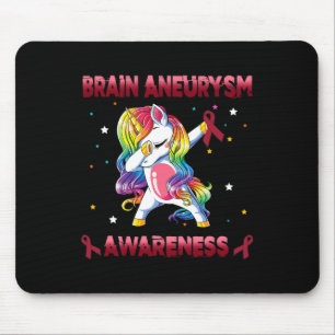 Aneurysm Awareness Unicorn Dabbing Burgundy Ribbon Mousepad