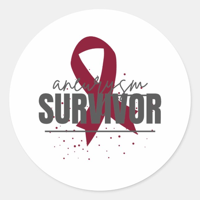 Aneurysm Survivor Sticker with Burgundy Ribbon (Vorderseite)