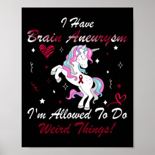 Aneurysma Awareness Burgundy Ribbon Einhornunterst Poster