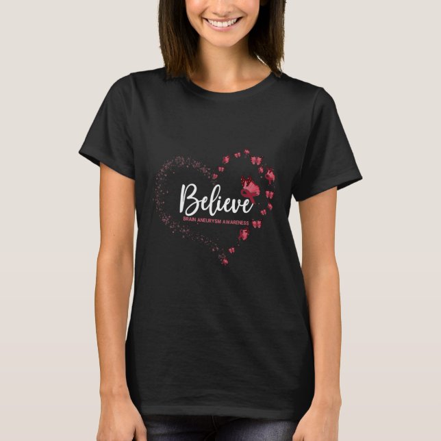 Aneurysma Awareness Butterfly Glauben T-Shirt (Vorderseite)