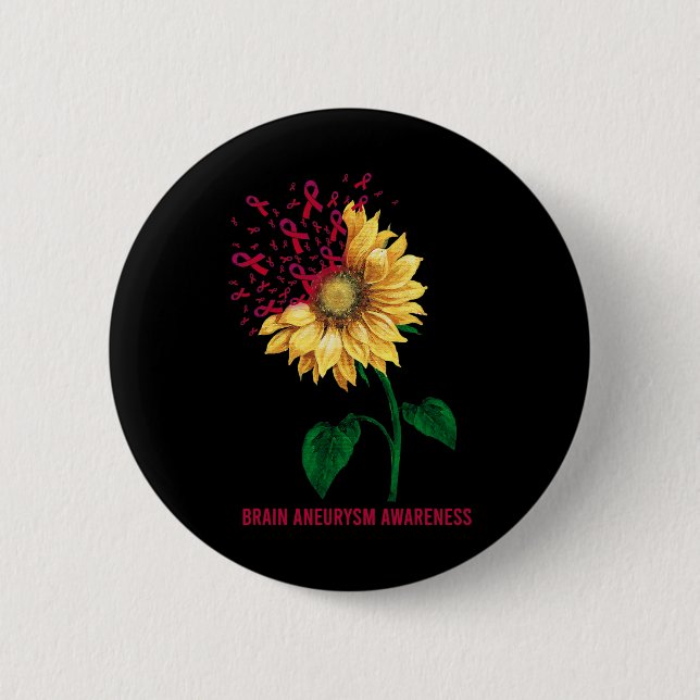 Aneurysma Awareness Sonnenblume Button (Vorderseite)