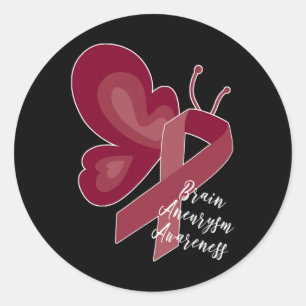 Aneurysma Survivor Awareness Burgundy Butterfly Gi Runder Aufkleber