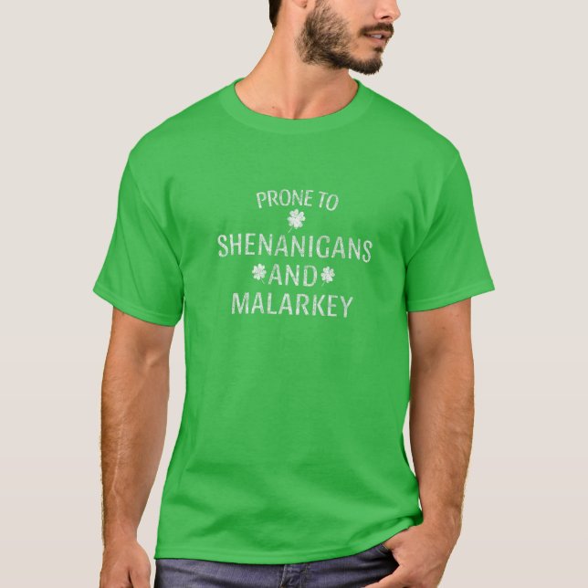 anfällig für Shenanigans und Malarkey Funny Irish  T-Shirt (Vorderseite)
