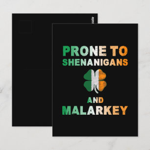 Anfällig für Shenanigans und Malarkey St Patricks  Postkarte