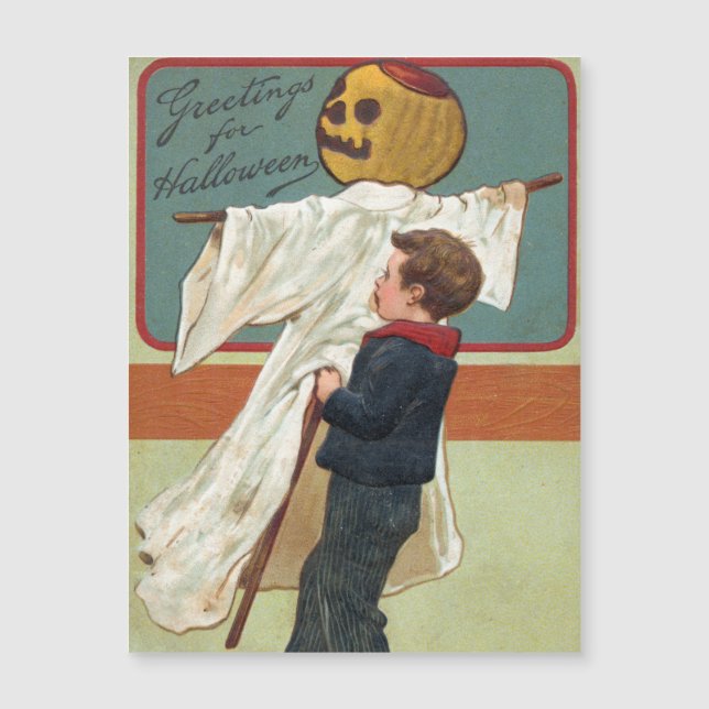 Anfang der 1900er Jahre Vintage Halloween-Grüße Magnetkarte (Vorderseite)
