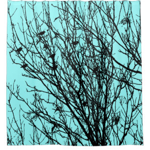 Anfänge in einem Baum - Hochkontrast - Eisblau Duschvorhang