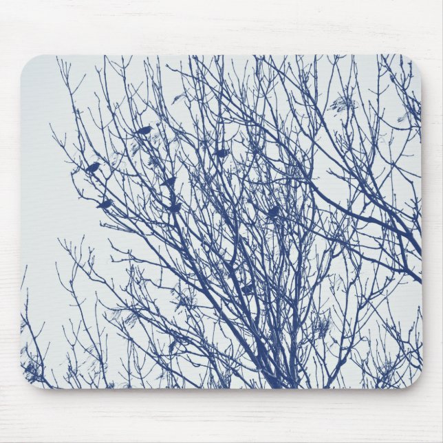 Anfänge in einem Tree - Cyanotypeffekt Mousepad (Vorne)