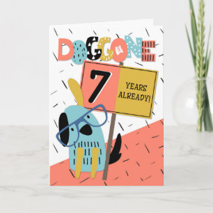 Anfängerjubiläum 7 Jahre Comic Hund Karte