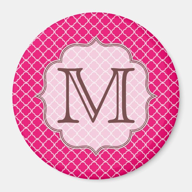 Anfängermagazin Latti Monogram, rosa Quarterfolie Magnet (Vorne)
