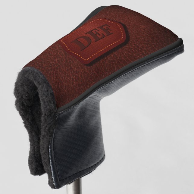 Anfänglich ändern, Leder aussehen Abzeichen dunkel Golf Headcover (3/4 Vorderseite)