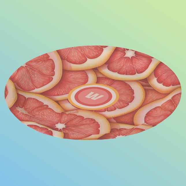 Anfänglich frisch gepicktes rosa Grapefruitmonogra Pappteller (Von Creator hochgeladen)