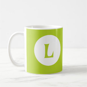 Anfänglich Neon Lime Green Monogram Kaffeetasse