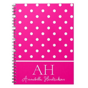 Anfänglich Neon Pink Polka Dots Monogramm Notizblock