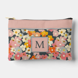Anfänglich rosa florale Monogramm Zubehörtasche
