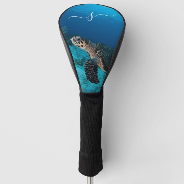 Anfänglich seltene Hawksbill Schildkrötenschwimmen Golf Headcover (Vorderseite)