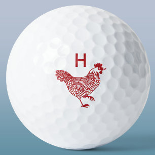 Anfängliche Hühnerhenne Monogram Golfball