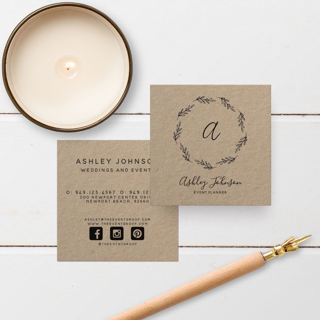 Anfängliche Kraft des handgezeichneten Schwarzkrau Quadratische Visitenkarte (Von Creator hochgeladen)