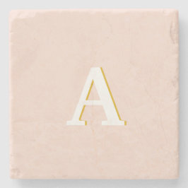 Anfängliche Monogramm rosa Vintage Marmor Steinuntersetzer