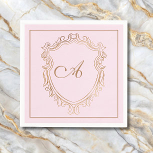 Anfängliche rosa Monogramm Serviette