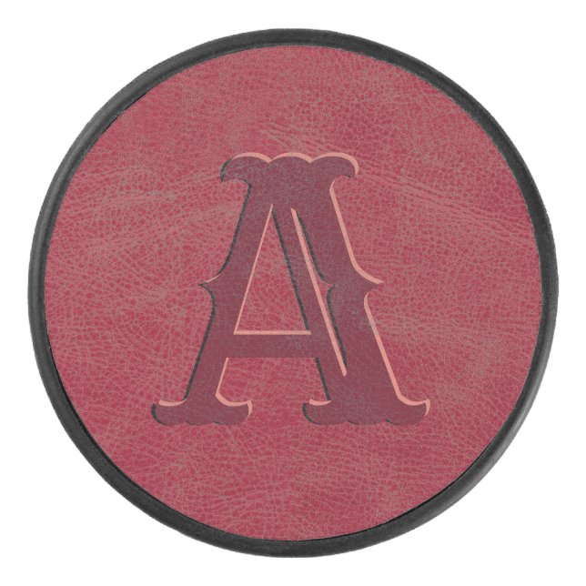 Anfängliche rote Ledertextur Eishockey Puck (Vorderseite)