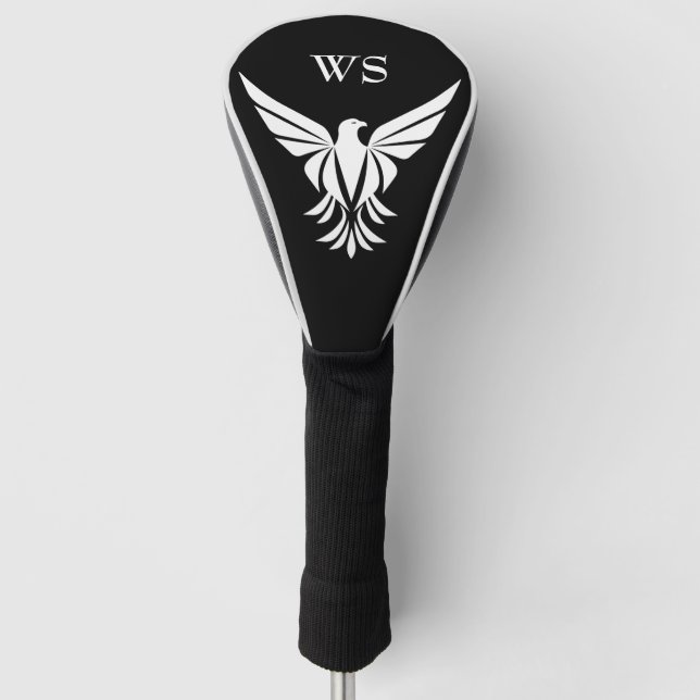 Anfängliche Schwarz-Weiß-Schnabel-Monogramm Golf Headcover (Vorderseite)