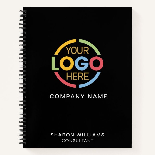 Anfängliche Schwarze Monogramme für moderne Busine Notizbuch (Vorderseite)