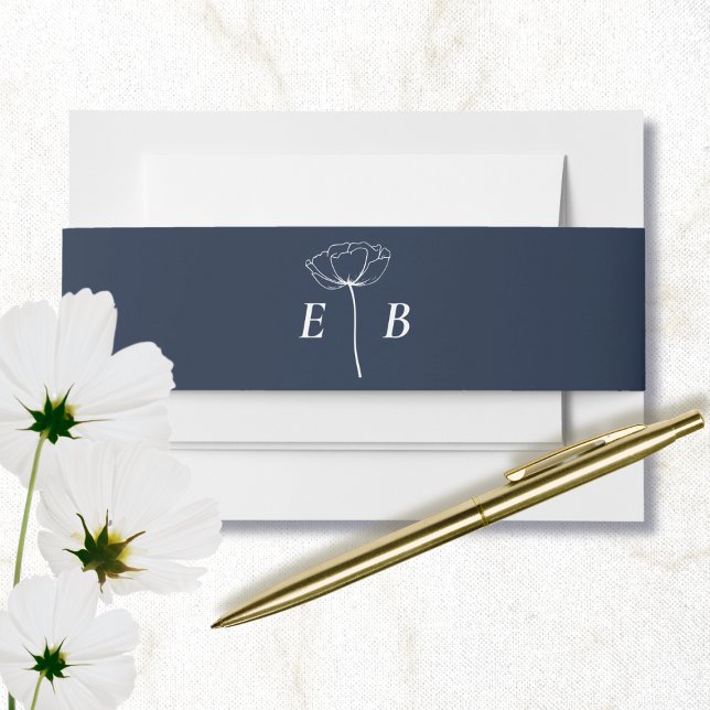 Anfänglicher blauer Blauer Floral Akzent Einladungsbanderole (Von Creator hochgeladen)