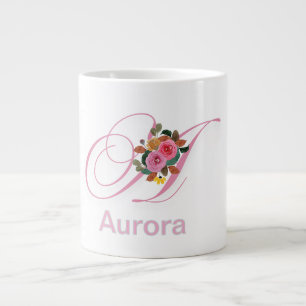 Anfänglicher Brief der rosa floralen Modernen Mono Jumbo-Tasse