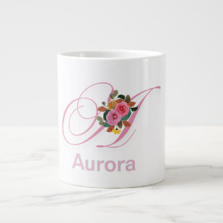 Anfänglicher Brief der rosa floralen Modernen Mono Jumbo-Tasse