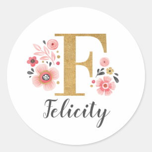 Anfänglicher Buchstabe F für das elegante, rosa, f Runder Aufkleber