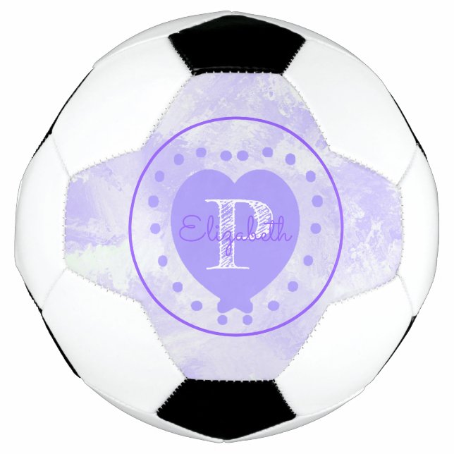 Anfänglicher Chic Monogram Purple Heart Watercolor Fußball (Vorderseite)