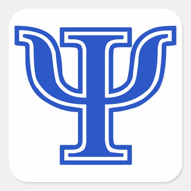 Anfänglicher griechischer Letter Psi Blue Monogram Quadratischer Aufkleber (Vorderseite)