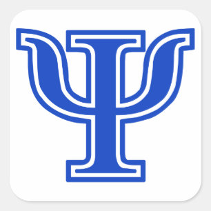 Anfänglicher griechischer Letter Psi Blue Monogram Quadratischer Aufkleber
