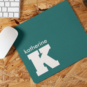 Anfänglicher Minimalistischer Blue Green Monogram Mousepad