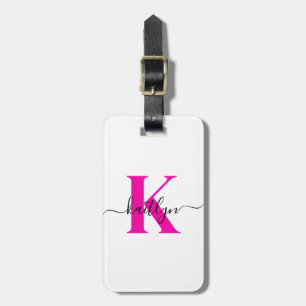 Anfänglicher Mit Monogramm Name in Pink Gepäckanhänger