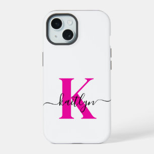 Anfänglicher Mit Monogramm Name in Pink iPhone 15 Hülle