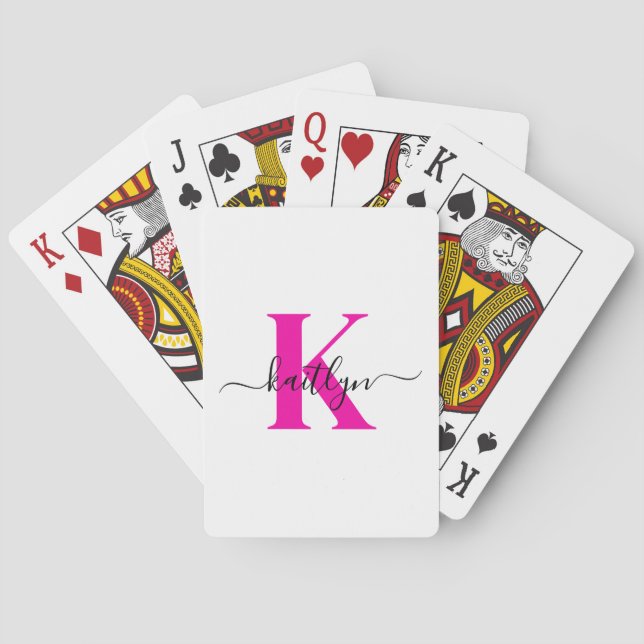 Anfänglicher Mit Monogramm Name in Pink Spielkarten (Rückseite)