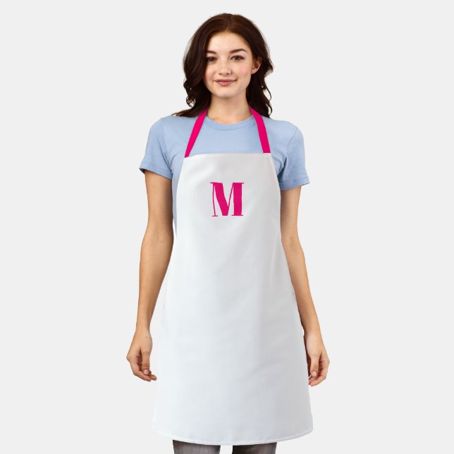 Anfänglicher monogramer Customize hot pink fuchsia Schürze (Getragen)