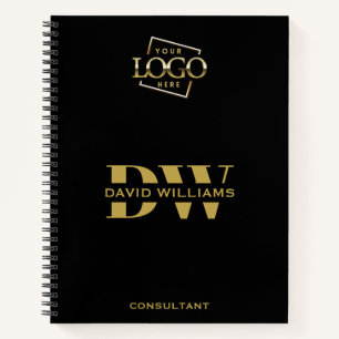Anfänglicher Name des beruflichen Schwarz-Gold-Mon Notizbuch