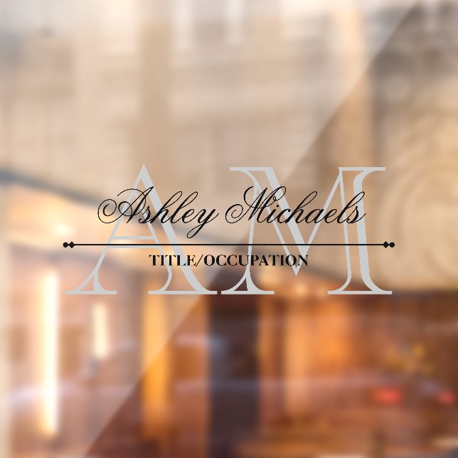 Anfänglicher Name des Monogramms für Skripte Gray  Fensteraufkleber (Blatt 2)