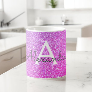 Anfänglicher Name des rosa Lila Glitzer Kaffeetasse