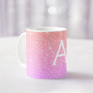 Anfänglicher Name des rosa Lila Glitzer Kaffeetasse