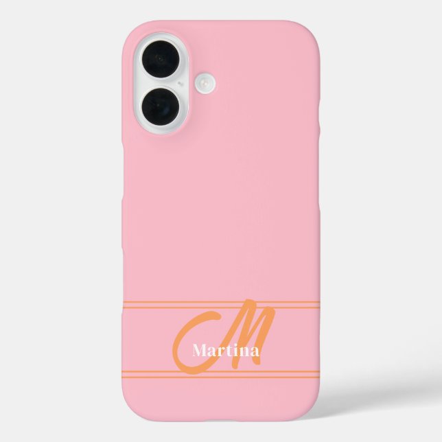Anfänglicher Name des rosa modernen Monogramms Case-Mate iPhone Hülle (Rückseite)