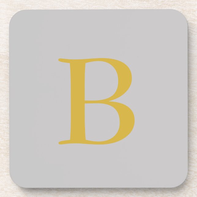 Anfänglicher Name für das moderne graue Monogramm Getränkeuntersetzer (Vorderseite)